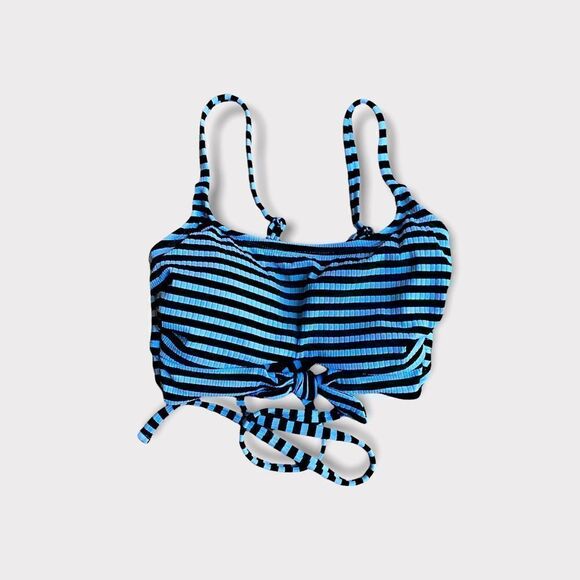 Xhilaration Black White Stripe Bikini Top Sz D/DD NWT - Picture 1 of 4